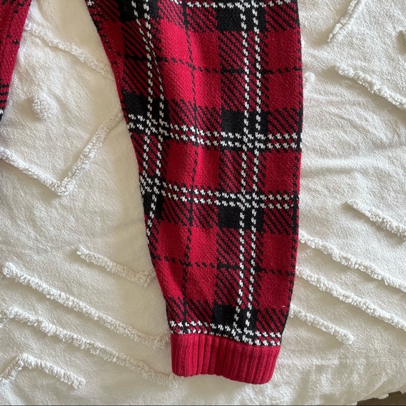 Foever 21 Red Black White Mens Pants Plaid Trousers Cozy Sweatpants Large - Picture 2 of 8